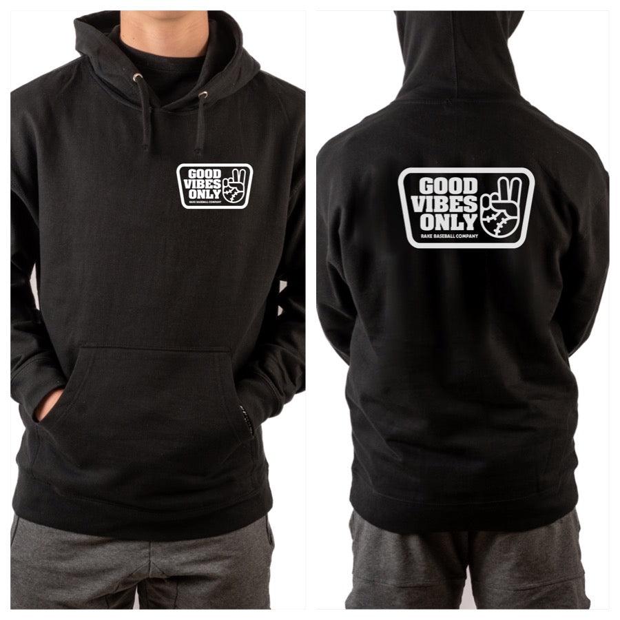 Good Vibes Only Box Hoodie - Rake Baseball Company - RAKE BASEBALL | BASEBALL T-SHIRT | BASEBALL CLOTHING | GOOD VIBES ONLY