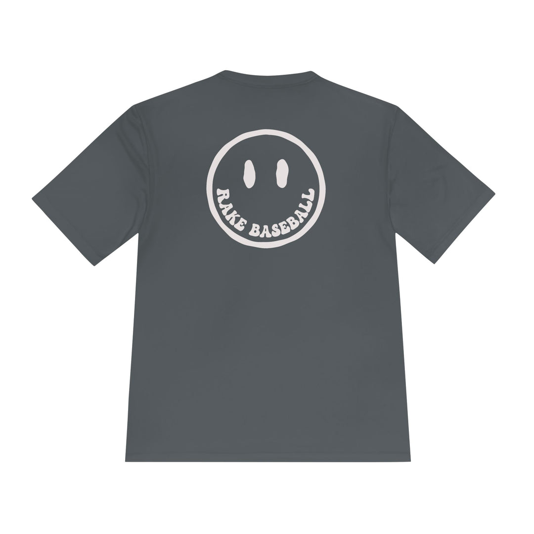 Rake Smile Dry Fit Tee - Rake Baseball Company - RAKE BASEBALL | BASEBALL T-SHIRT | BASEBALL CLOTHING | GOOD VIBES ONLY