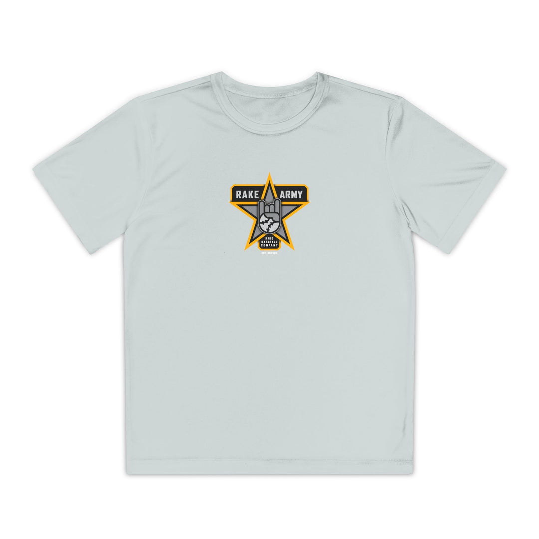 Kids Rake Army Dry Fit Tee - Rake Baseball Company - RAKE BASEBALL | BASEBALL T-SHIRT | BASEBALL CLOTHING | GOOD VIBES ONLY