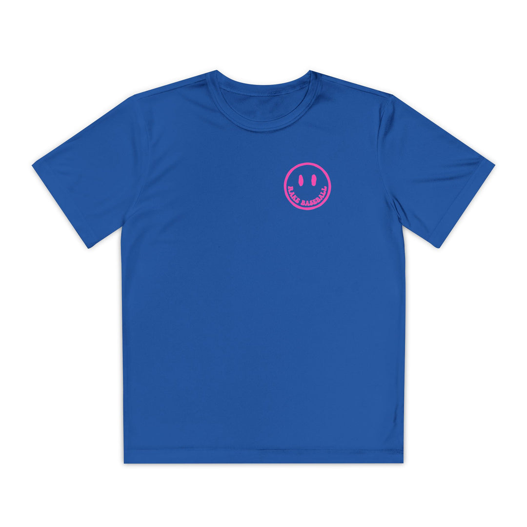 Kids Rake Smile Dry Fit Tee - Rake Baseball Company - RAKE BASEBALL | BASEBALL T-SHIRT | BASEBALL CLOTHING | GOOD VIBES ONLY