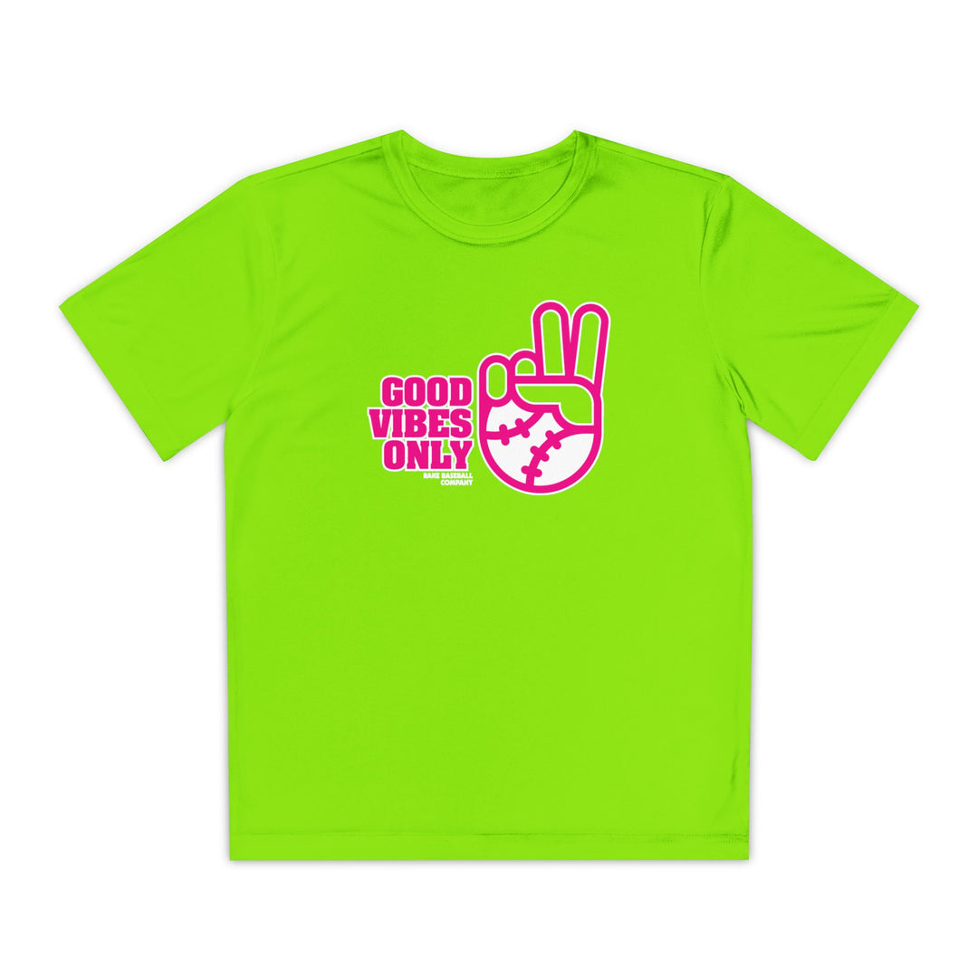 Kids Good Vibes Only Dry Fit Tee - Rake Baseball Company - RAKE BASEBALL | BASEBALL T-SHIRT | BASEBALL CLOTHING | GOOD VIBES ONLY