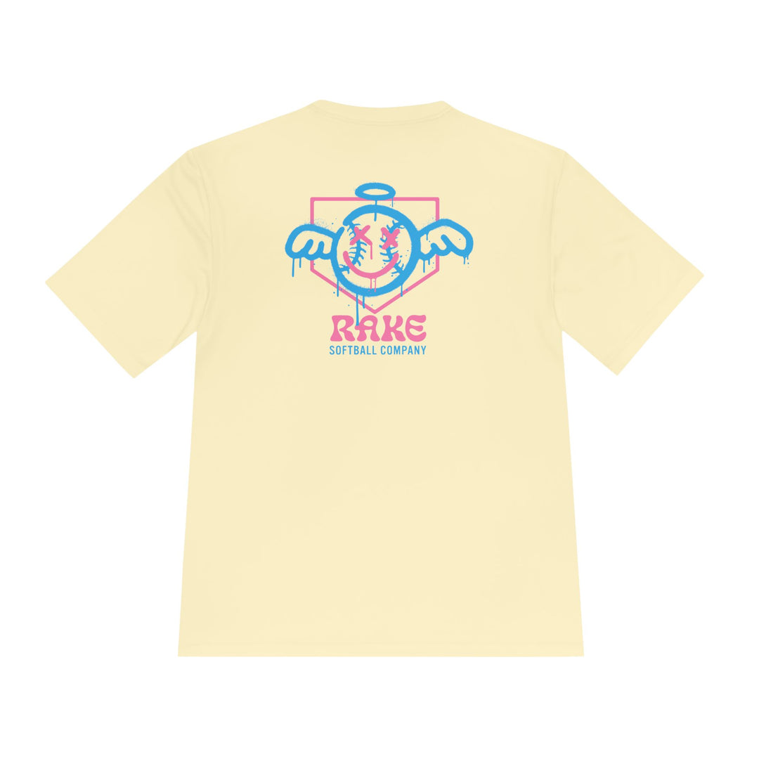 She Angel Drip Softball Dry Fit Tee - Rake Baseball Company - RAKE BASEBALL | BASEBALL T-SHIRT | BASEBALL CLOTHING | GOOD VIBES ONLY