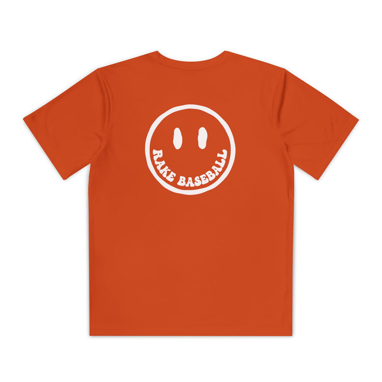 Kids Rake Smile Dry Fit Tee - Rake Baseball Company - RAKE BASEBALL | BASEBALL T-SHIRT | BASEBALL CLOTHING | GOOD VIBES ONLY