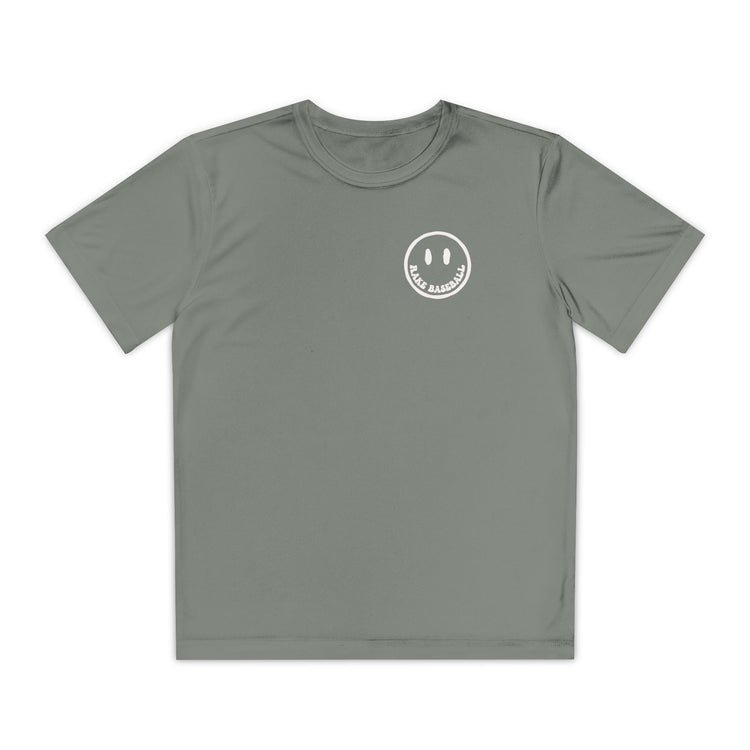 Kids Rake Smile Dry Fit Tee - Rake Baseball Company - RAKE BASEBALL | BASEBALL T-SHIRT | BASEBALL CLOTHING | GOOD VIBES ONLY
