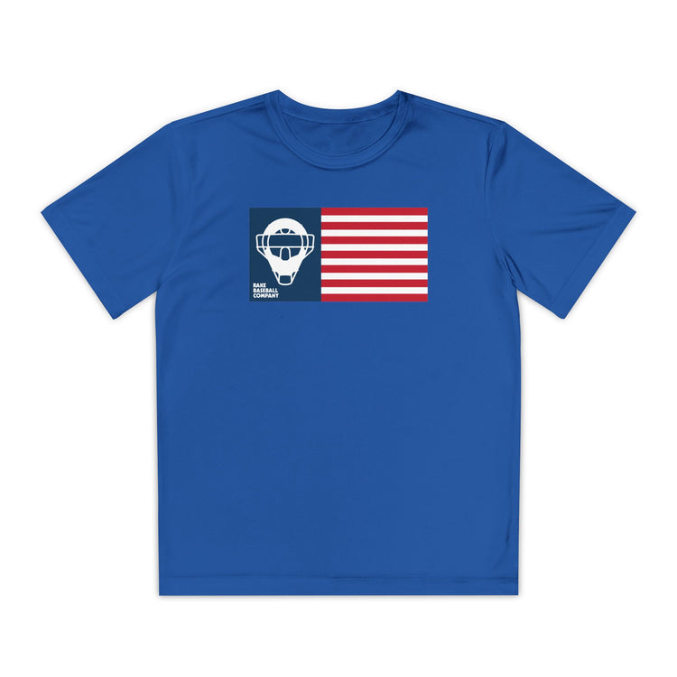 Kids Catcher's Mask Flag Dry Fit Tee - Rake Baseball Company - RAKE BASEBALL | BASEBALL T-SHIRT | BASEBALL CLOTHING | GOOD VIBES ONLY