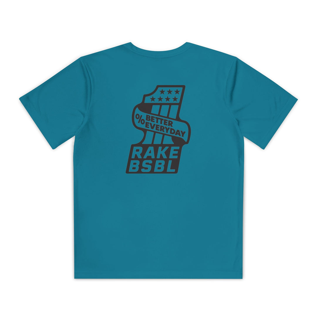 Kids One Percent Better Dry Fit Tee - Rake Baseball Company - RAKE BASEBALL | BASEBALL T-SHIRT | BASEBALL CLOTHING | GOOD VIBES ONLY