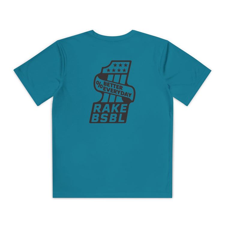 Kids One Percent Better Dry Fit Tee - Rake Baseball Company - RAKE BASEBALL | BASEBALL T-SHIRT | BASEBALL CLOTHING | GOOD VIBES ONLY