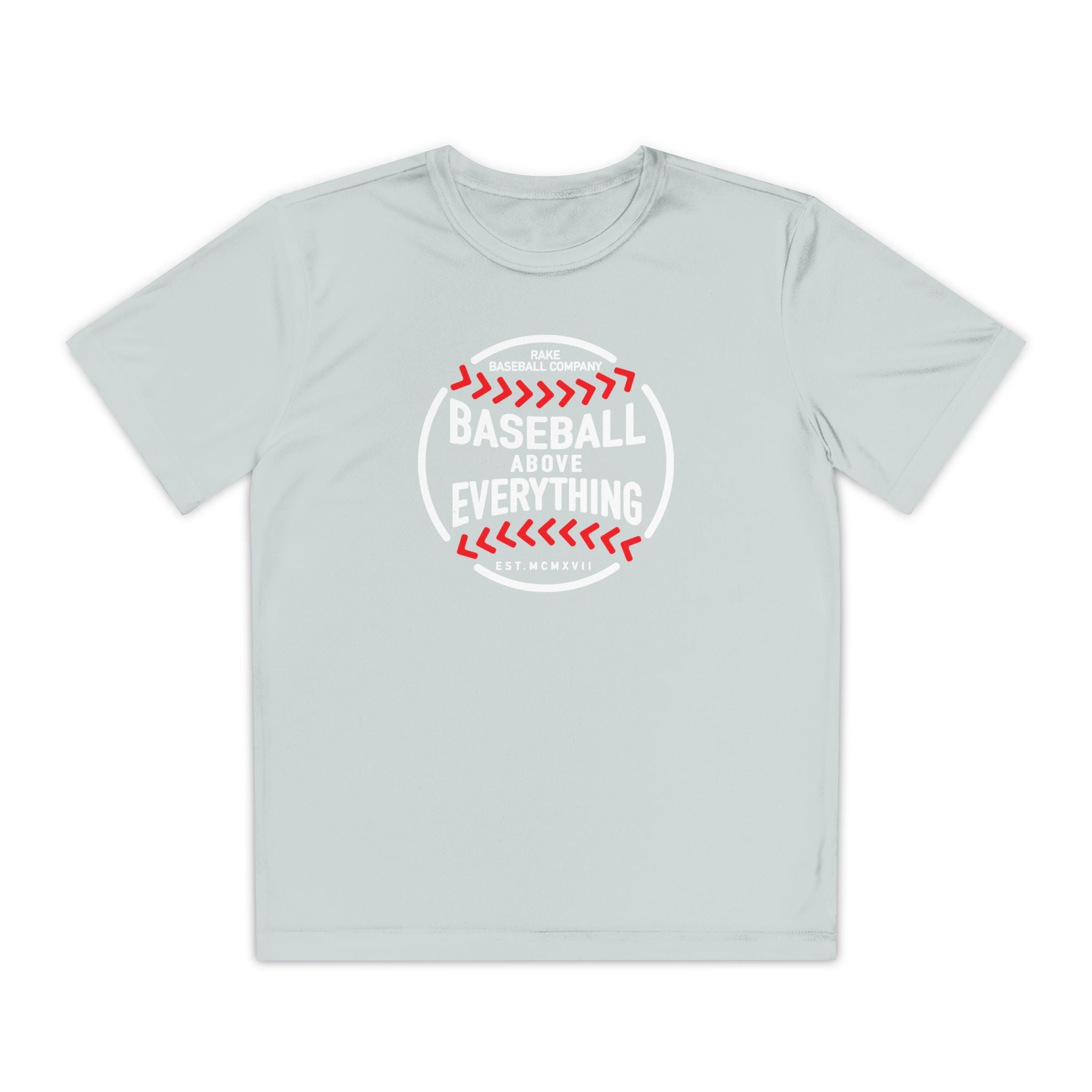 Kids Baseball Above Everything Dry Fit Tee - Rake Baseball Company - RAKE BASEBALL | BASEBALL T-SHIRT | BASEBALL CLOTHING | GOOD VIBES ONLY