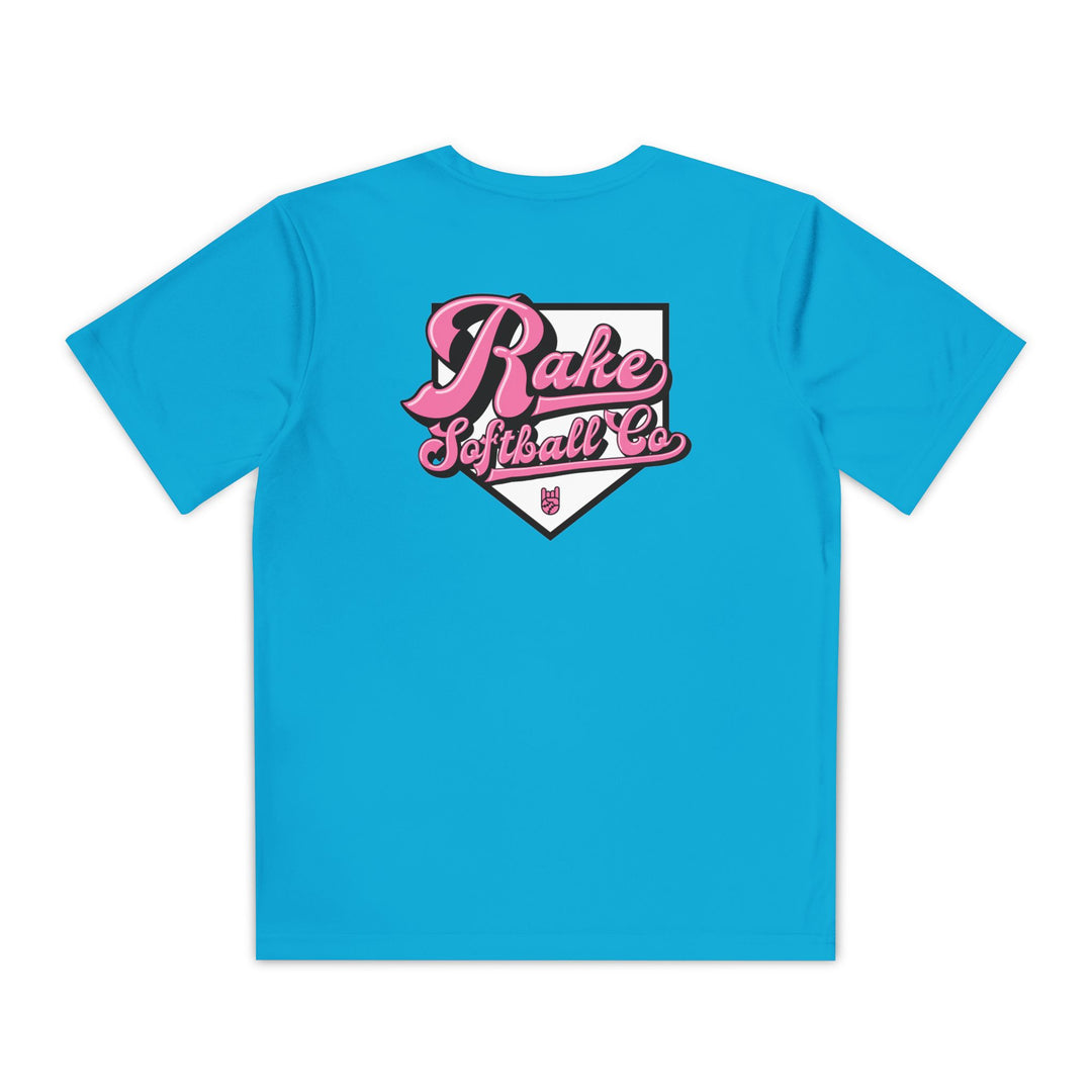 Kids Rake Softball Co. Dry Fit Tee - Rake Baseball Company - RAKE BASEBALL | BASEBALL T-SHIRT | BASEBALL CLOTHING | GOOD VIBES ONLY