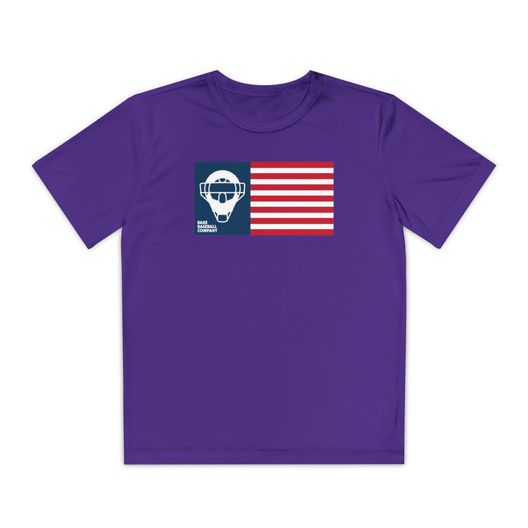 Kids Catcher's Mask Flag Dry Fit Tee - Rake Baseball Company - RAKE BASEBALL | BASEBALL T-SHIRT | BASEBALL CLOTHING | GOOD VIBES ONLY