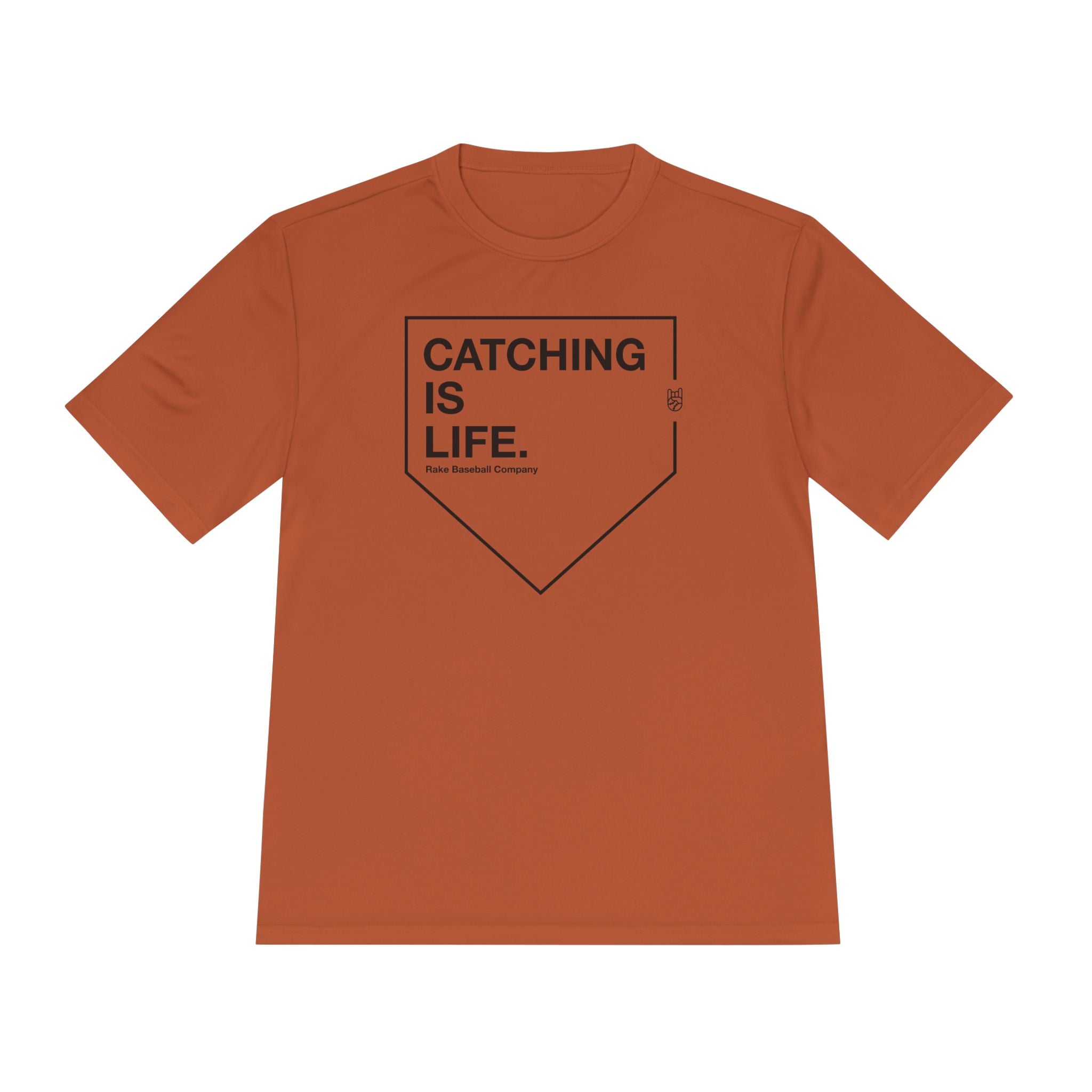 Catching Is Life Dry Fit Tee - Rake Baseball Company - RAKE BASEBALL | BASEBALL T-SHIRT | BASEBALL CLOTHING | GOOD VIBES ONLY