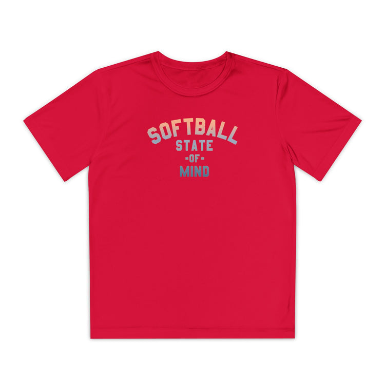 Kids Softball State Of Mind Dry Fit Tee - Rake Baseball Company - RAKE BASEBALL | BASEBALL T-SHIRT | BASEBALL CLOTHING | GOOD VIBES ONLY