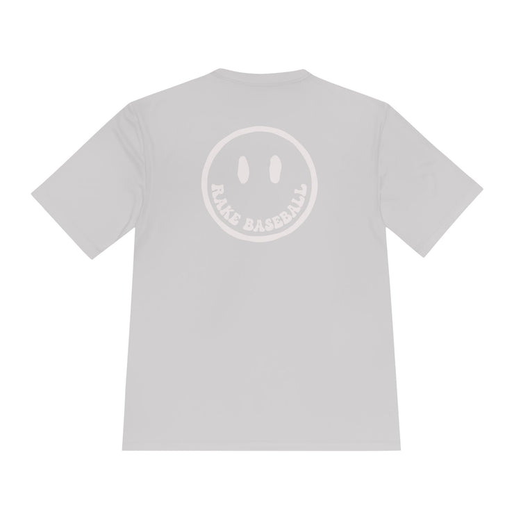 Rake Smile Dry Fit Tee - Rake Baseball Company - RAKE BASEBALL | BASEBALL T-SHIRT | BASEBALL CLOTHING | GOOD VIBES ONLY