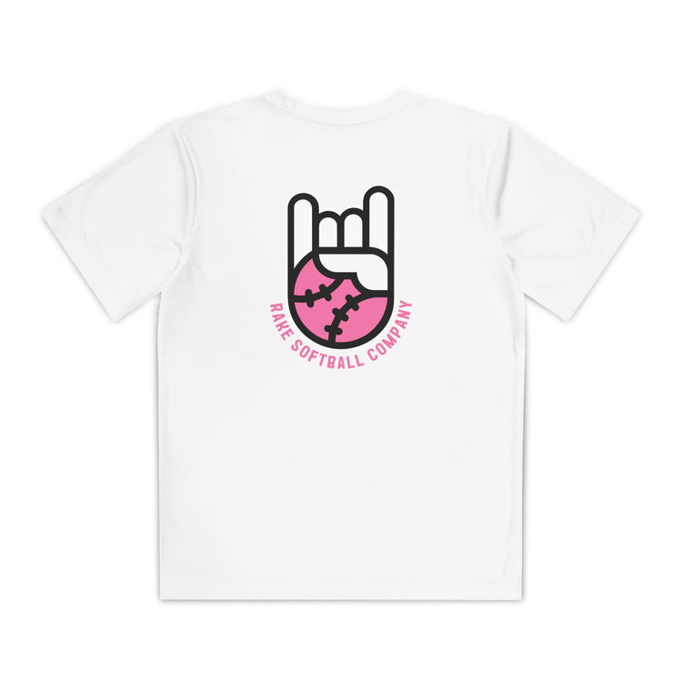 Kids Rake Softball Company Dry Fit Tee - Rake Baseball Company - RAKE BASEBALL | BASEBALL T-SHIRT | BASEBALL CLOTHING | GOOD VIBES ONLY