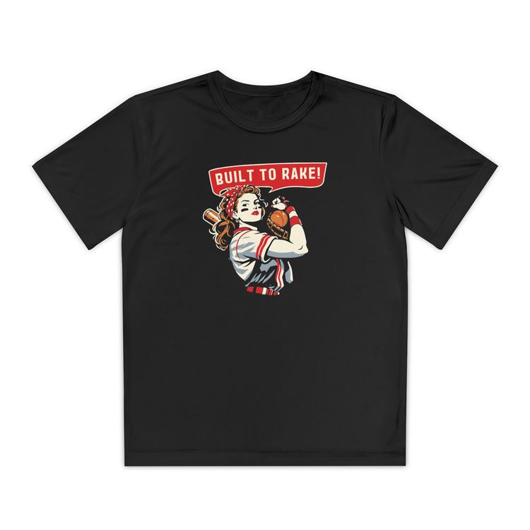 Kids Built To Rake Softball Dry Fit Tee - Rake Baseball Company - RAKE BASEBALL | BASEBALL T-SHIRT | BASEBALL CLOTHING | GOOD VIBES ONLY
