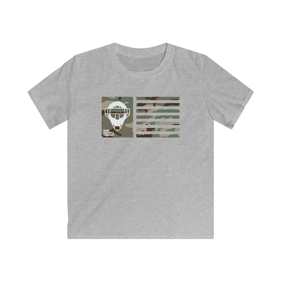 Kids Camo Catcher's Mask Flag Tee