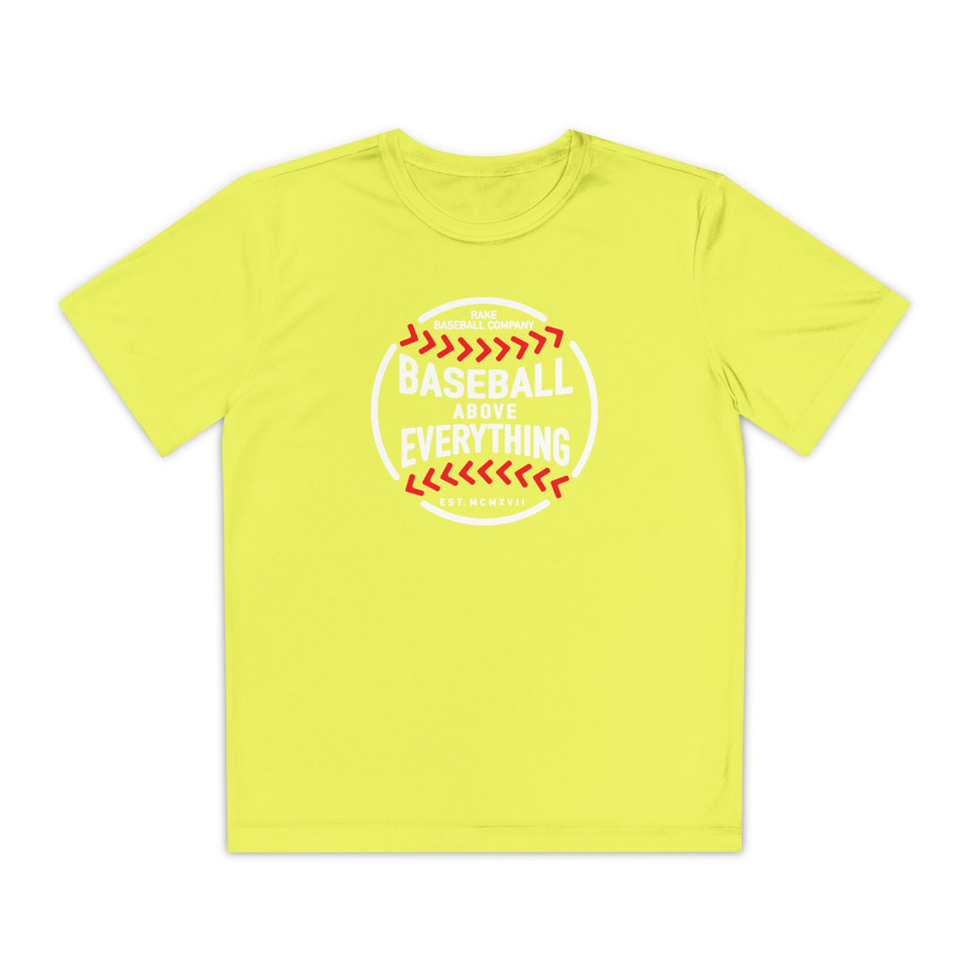 Kids Baseball Above Everything Dry Fit Tee - Rake Baseball Company - RAKE BASEBALL | BASEBALL T-SHIRT | BASEBALL CLOTHING | GOOD VIBES ONLY