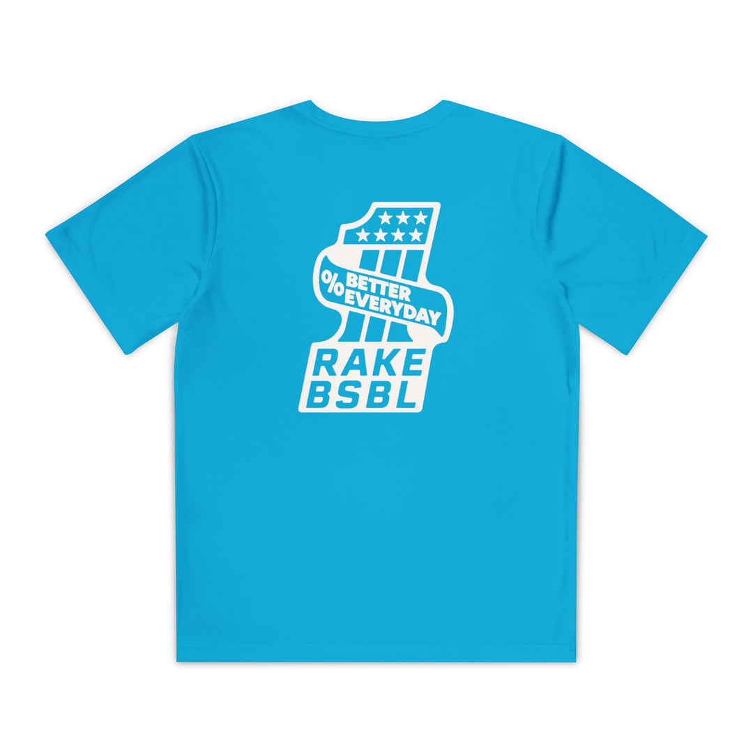 Kids One Percent Better Dry Fit Tee - Rake Baseball Company - RAKE BASEBALL | BASEBALL T-SHIRT | BASEBALL CLOTHING | GOOD VIBES ONLY