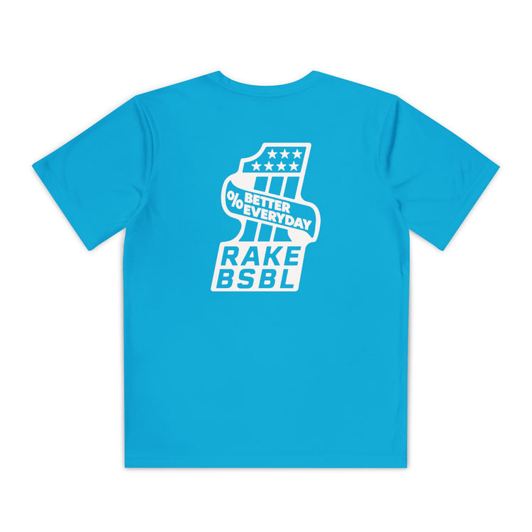 Kids One Percent Better Dry Fit Tee - Rake Baseball Company - RAKE BASEBALL | BASEBALL T-SHIRT | BASEBALL CLOTHING | GOOD VIBES ONLY