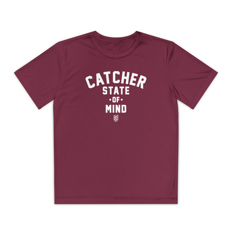 Kids Catcher State Of Mind Dry Fit Tee - Rake Baseball Company - RAKE BASEBALL | BASEBALL T-SHIRT | BASEBALL CLOTHING | GOOD VIBES ONLY