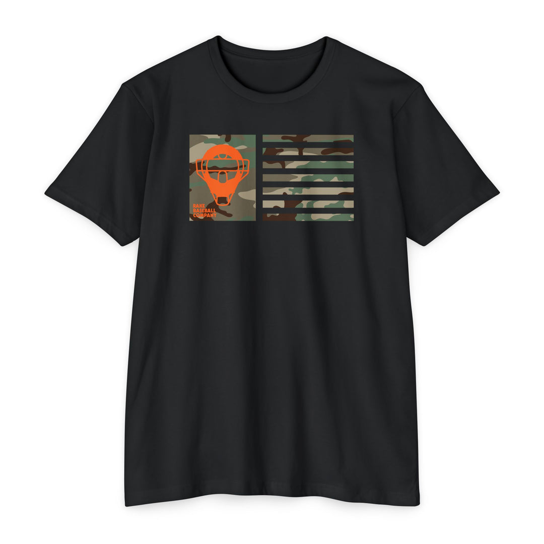 Orange Camo Catcher's Mask Flag Tee