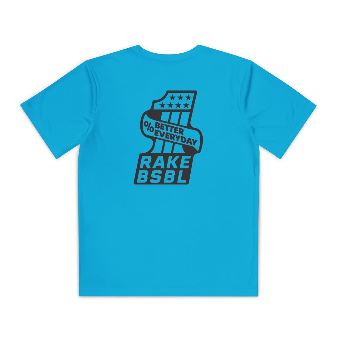 Kids One Percent Better Dry Fit Tee - Rake Baseball Company - RAKE BASEBALL | BASEBALL T-SHIRT | BASEBALL CLOTHING | GOOD VIBES ONLY
