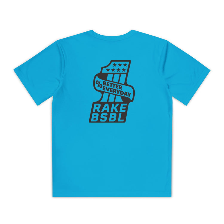 Kids One Percent Better Dry Fit Tee - Rake Baseball Company - RAKE BASEBALL | BASEBALL T-SHIRT | BASEBALL CLOTHING | GOOD VIBES ONLY