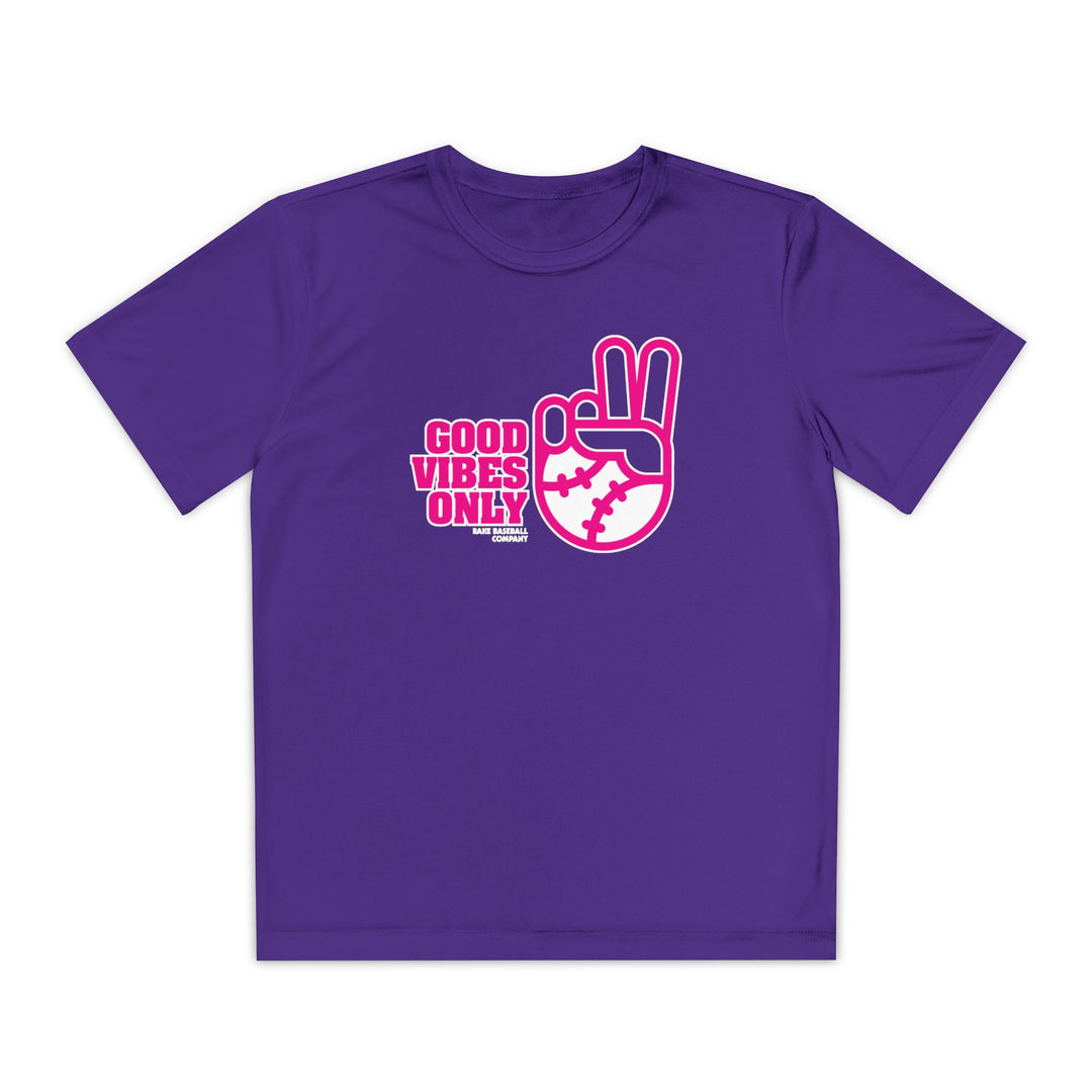 Kids Good Vibes Only Dry Fit Tee - Rake Baseball Company - RAKE BASEBALL | BASEBALL T-SHIRT | BASEBALL CLOTHING | GOOD VIBES ONLY
