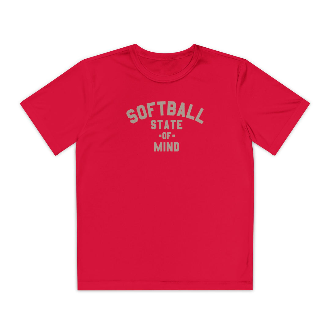 Kids Softball State Of Mind Dry Fit Tee - Rake Baseball Company - RAKE BASEBALL | BASEBALL T-SHIRT | BASEBALL CLOTHING | GOOD VIBES ONLY