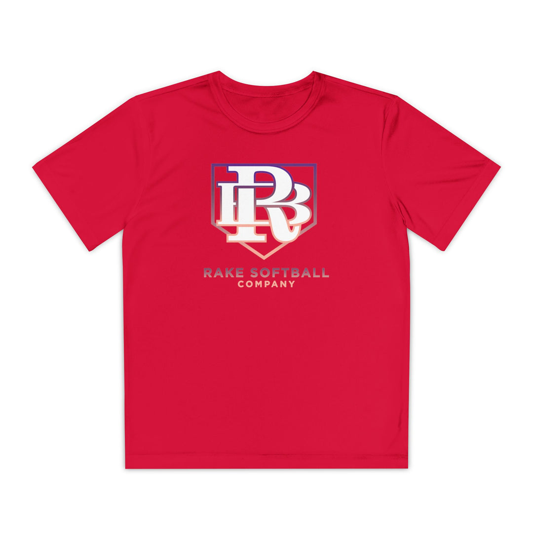 Kids RB Homeplate Softball Dry Fit Tee - Rake Baseball Company - RAKE BASEBALL | BASEBALL T-SHIRT | BASEBALL CLOTHING | GOOD VIBES ONLY