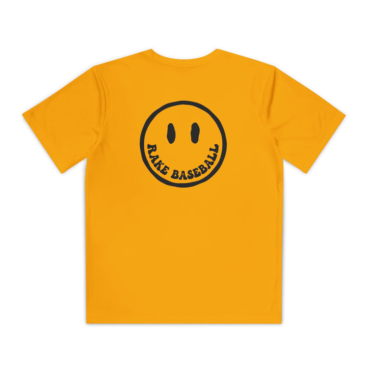 Kids Rake Smile Dry Fit Tee - Rake Baseball Company - RAKE BASEBALL | BASEBALL T-SHIRT | BASEBALL CLOTHING | GOOD VIBES ONLY