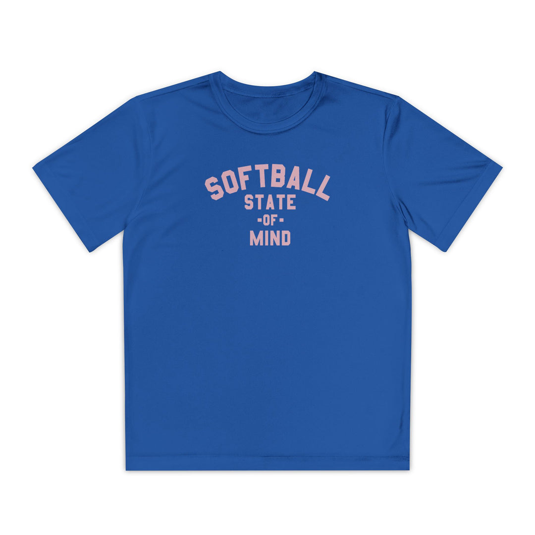 Kids Softball State Of Mind Dry Fit Tee - Rake Baseball Company - RAKE BASEBALL | BASEBALL T-SHIRT | BASEBALL CLOTHING | GOOD VIBES ONLY
