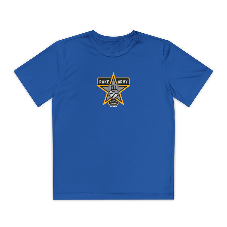 Kids Rake Army Dry Fit Tee - Rake Baseball Company - RAKE BASEBALL | BASEBALL T-SHIRT | BASEBALL CLOTHING | GOOD VIBES ONLY