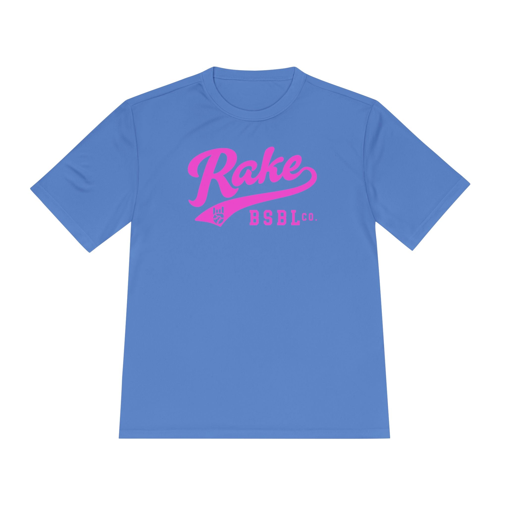 Rake Pink Script Dry Fit Tee - Rake Baseball Company - RAKE BASEBALL | BASEBALL T-SHIRT | BASEBALL CLOTHING | GOOD VIBES ONLY