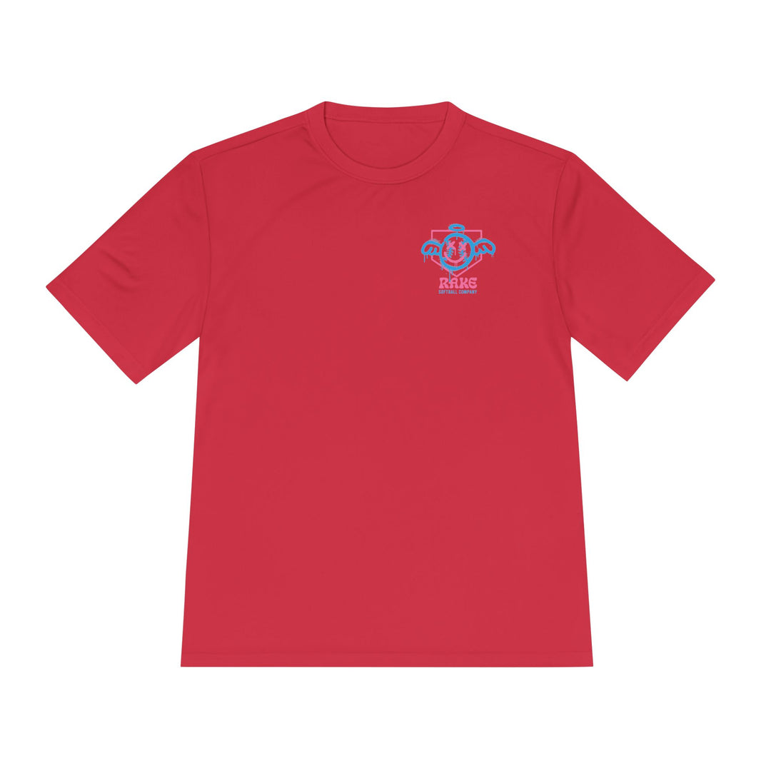She Angel Drip Softball Dry Fit Tee - Rake Baseball Company - RAKE BASEBALL | BASEBALL T-SHIRT | BASEBALL CLOTHING | GOOD VIBES ONLY