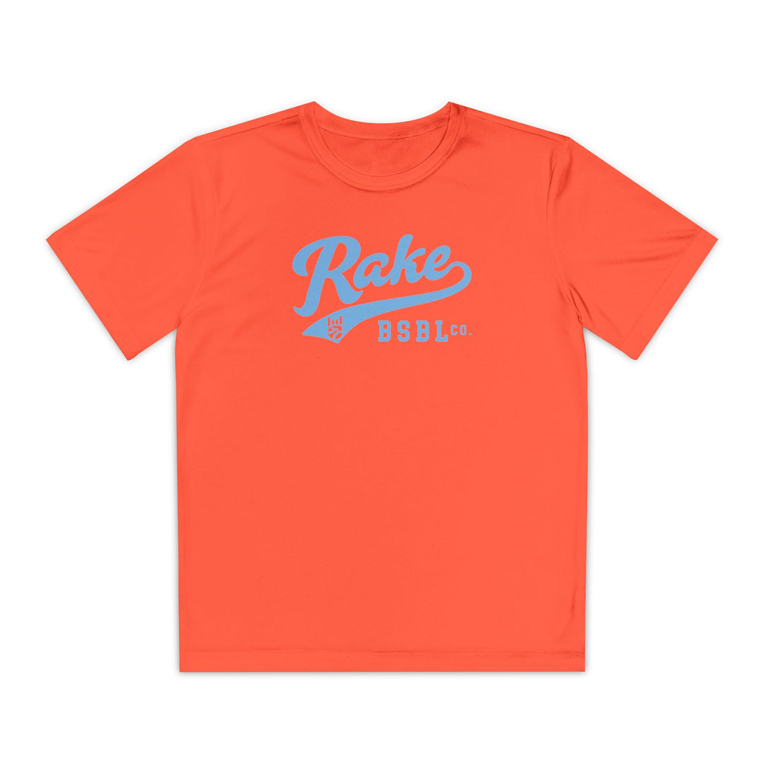 Kids Rake Light Blue Script Dry Fit Tee