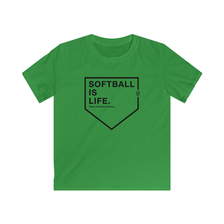 Kids Softball Is Life Tee - Rake Baseball Company - RAKE BASEBALL | BASEBALL T-SHIRT | BASEBALL CLOTHING | GOOD VIBES ONLY