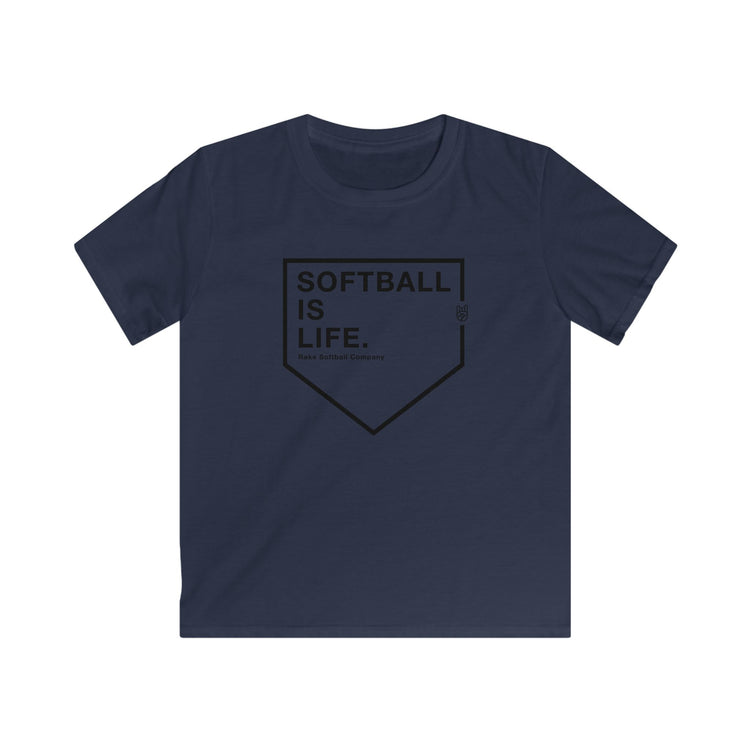 Kids Softball Is Life Tee - Rake Baseball Company - RAKE BASEBALL | BASEBALL T-SHIRT | BASEBALL CLOTHING | GOOD VIBES ONLY