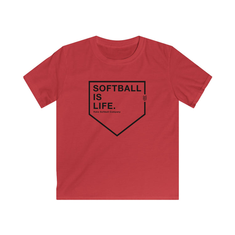 Kids Softball Is Life Tee - Rake Baseball Company - RAKE BASEBALL | BASEBALL T-SHIRT | BASEBALL CLOTHING | GOOD VIBES ONLY