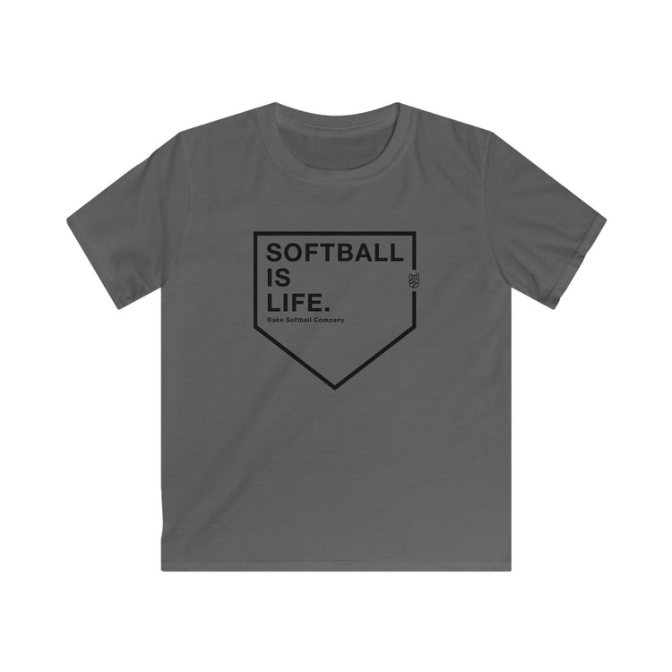 Kids Softball Is Life Tee - Rake Baseball Company - RAKE BASEBALL | BASEBALL T-SHIRT | BASEBALL CLOTHING | GOOD VIBES ONLY