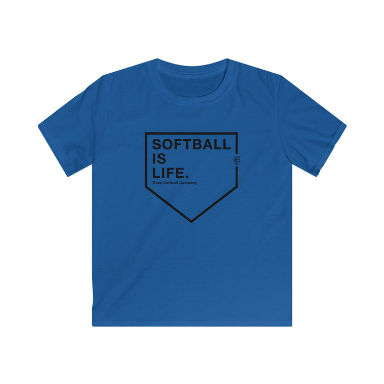 Kids Softball Is Life Tee - Rake Baseball Company - RAKE BASEBALL | BASEBALL T-SHIRT | BASEBALL CLOTHING | GOOD VIBES ONLY