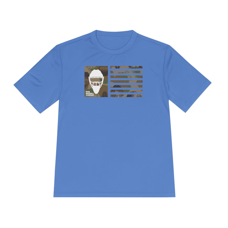 Camo Hockey Mask Flag Dry Fit Tee - Rake Baseball Company - RAKE BASEBALL | BASEBALL T-SHIRT | BASEBALL CLOTHING | GOOD VIBES ONLY