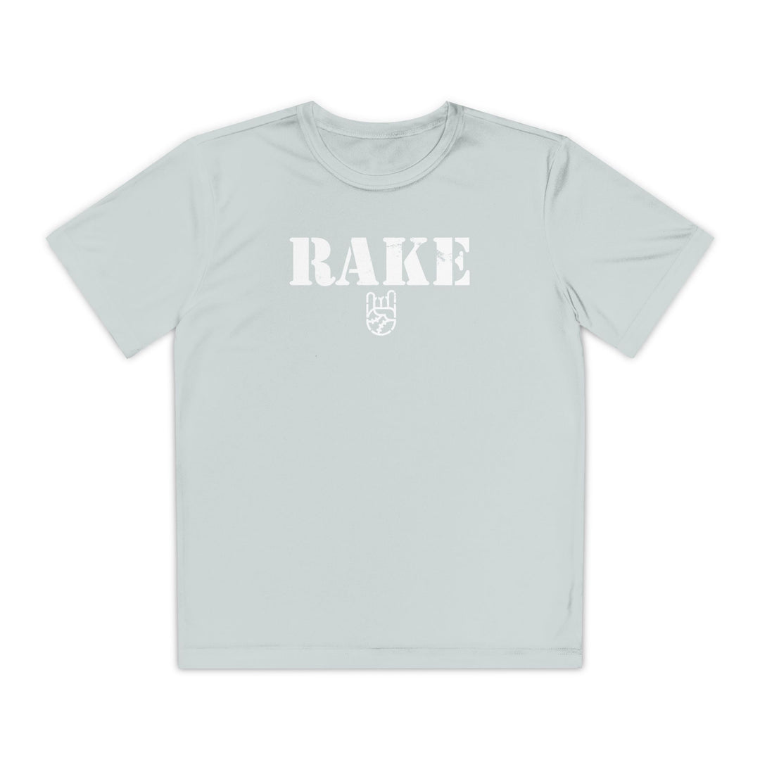Kids Rake Stencil Dry Fit Tee - Rake Baseball Company - RAKE BASEBALL | BASEBALL T-SHIRT | BASEBALL CLOTHING | GOOD VIBES ONLY
