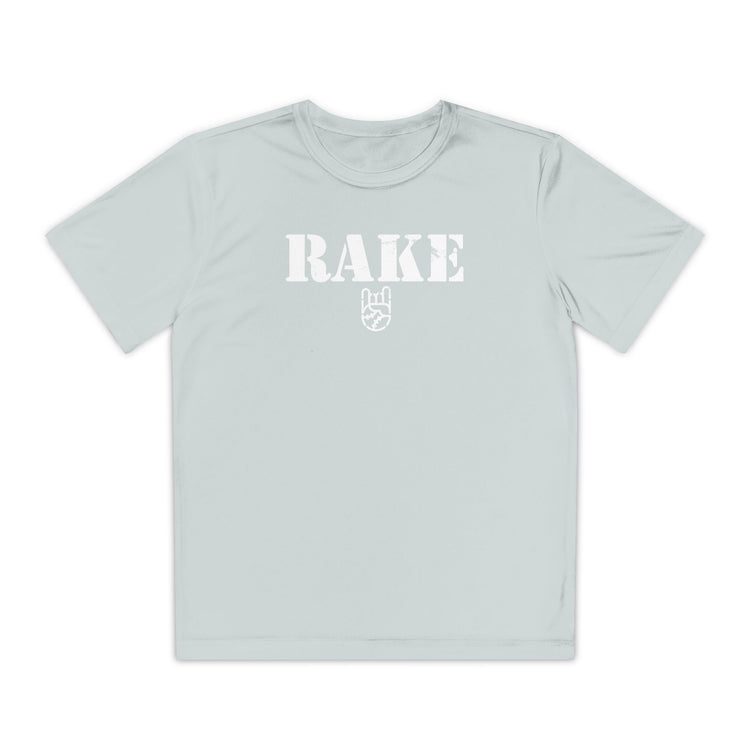 Kids Rake Stencil Dry Fit Tee - Rake Baseball Company - RAKE BASEBALL | BASEBALL T-SHIRT | BASEBALL CLOTHING | GOOD VIBES ONLY