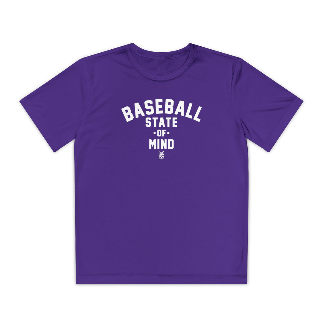 Kids Baseball State Of Mind Dry Fit Tee - Rake Baseball Company - RAKE BASEBALL | BASEBALL T-SHIRT | BASEBALL CLOTHING | GOOD VIBES ONLY