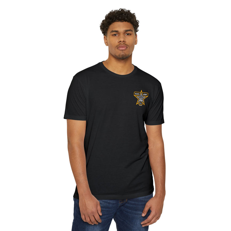 Unisex Graphic Rake Army T-Shirt, Casual Tee, Vintage Style, Gift for Music Lovers, Comfortable Everyday Wear, Birthday Gift, Festival Outfit - Rake Baseball Company - RAKE BASEBALL | BASEBALL T-SHIRT | BASEBALL CLOTHING | GOOD VIBES ONLY