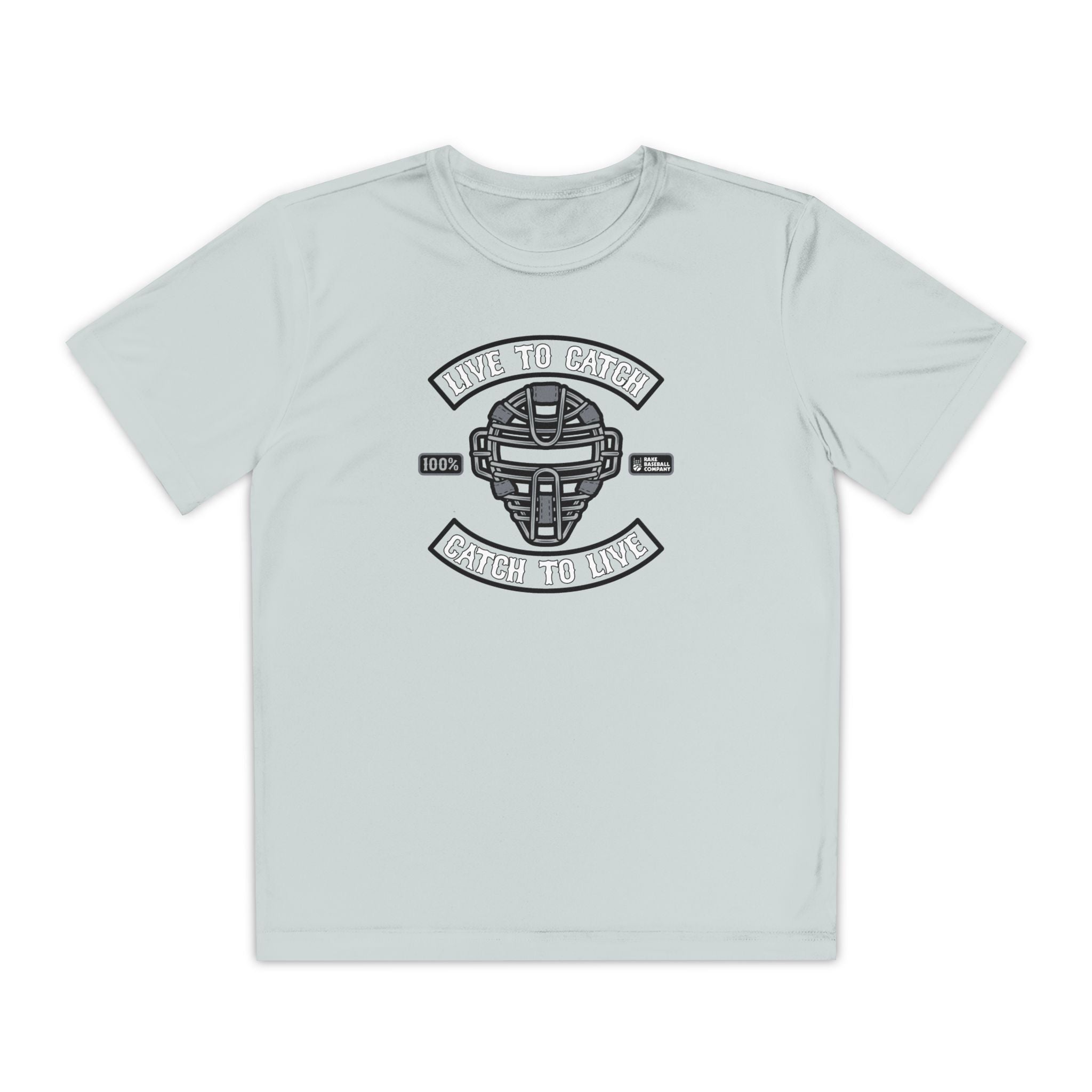 Kids Live To Catch Dry Fit Tee - Rake Baseball Company - RAKE BASEBALL | BASEBALL T-SHIRT | BASEBALL CLOTHING | GOOD VIBES ONLY