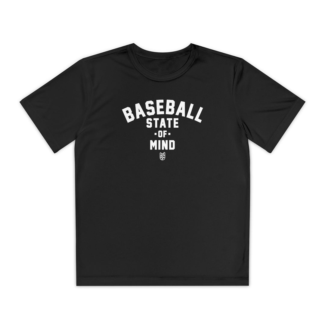 Kids Baseball State Of Mind Dry Fit Tee - Rake Baseball Company - RAKE BASEBALL | BASEBALL T-SHIRT | BASEBALL CLOTHING | GOOD VIBES ONLY