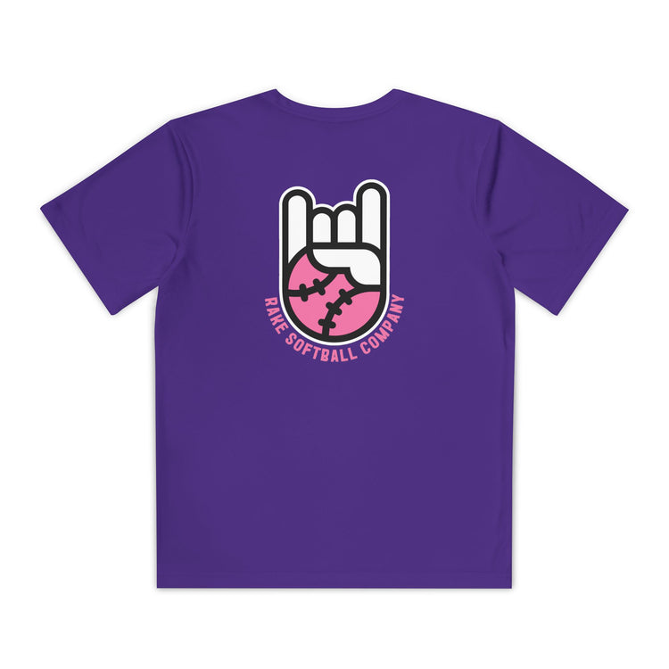 Kids Rake Softball Company Dry Fit Tee - Rake Baseball Company - RAKE BASEBALL | BASEBALL T-SHIRT | BASEBALL CLOTHING | GOOD VIBES ONLY
