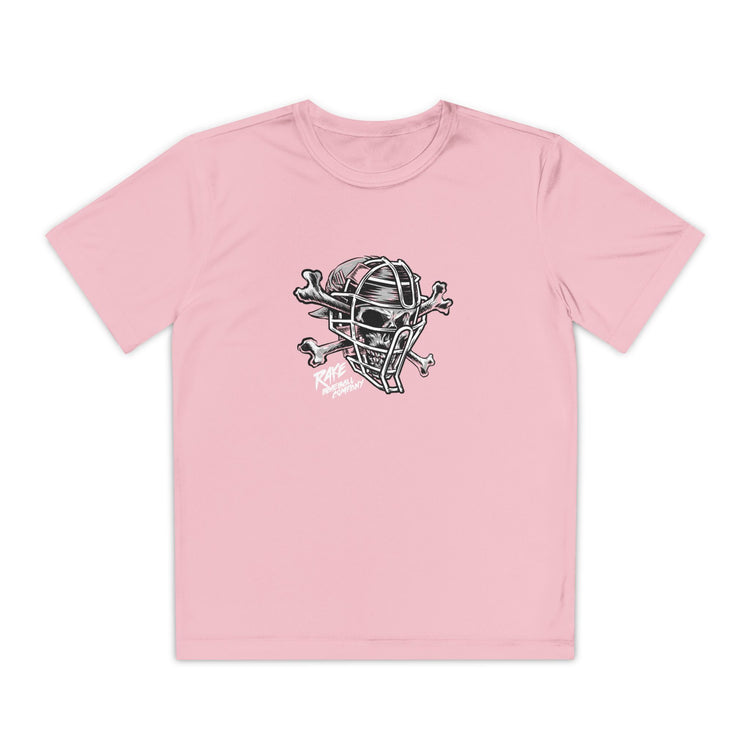 Kids Catcher's Skull Dry Fit Tee - Rake Baseball Company - RAKE BASEBALL | BASEBALL T-SHIRT | BASEBALL CLOTHING | GOOD VIBES ONLY